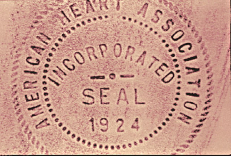 The seal from the Heart Association's certificate of incorporation. (American Heart Association archives)