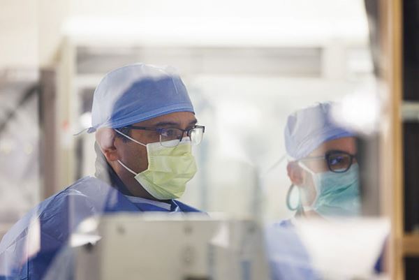Dr. Manesh Patel wearing a mask while at Duke University