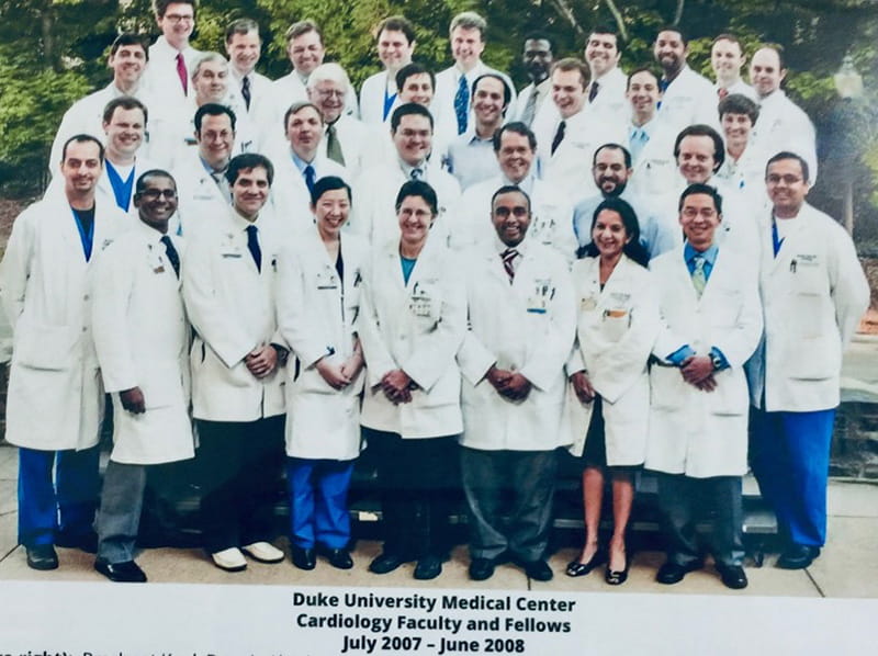Dr. Manesh Patel with other cardiology fellows and faculty members at Duke University Medical Center in 2008