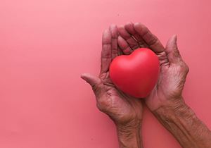 close up of hands holding a cartoon style heart