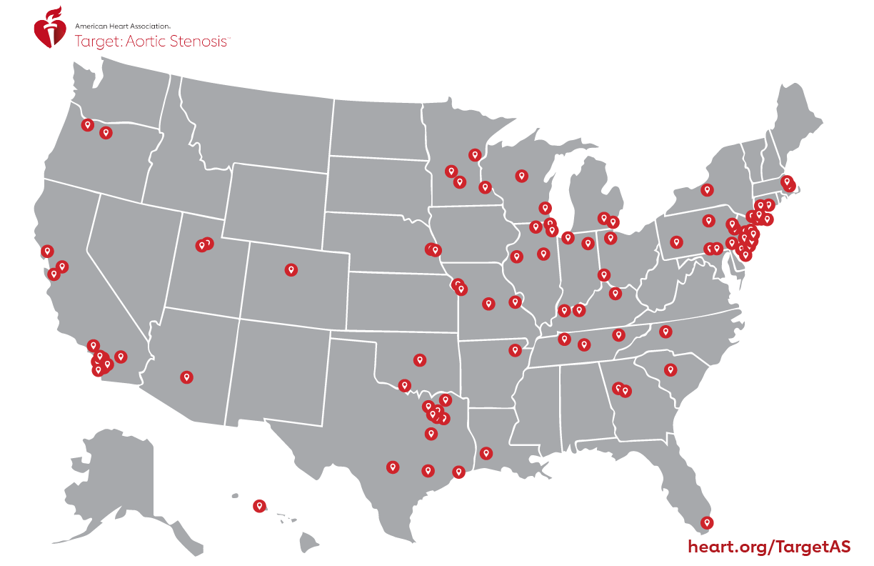 Map of participating sites with Target: Aortic Stenosis