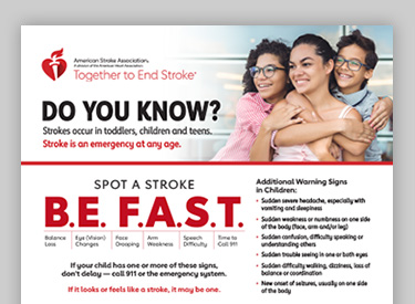cropped pediatric stroke infographic on a grey background