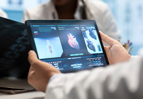 Heart analysis on tablet screen