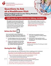 Questions to ask at a healthcare visit for CKM syndrome sheet