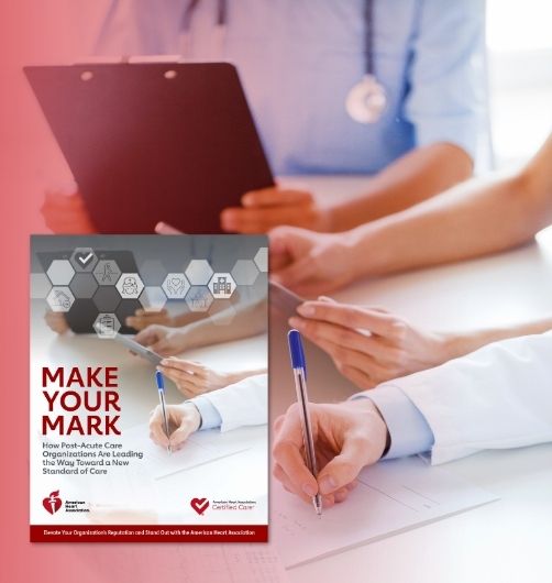 Healthcare professional writing with pen with overlay of white paper cover page